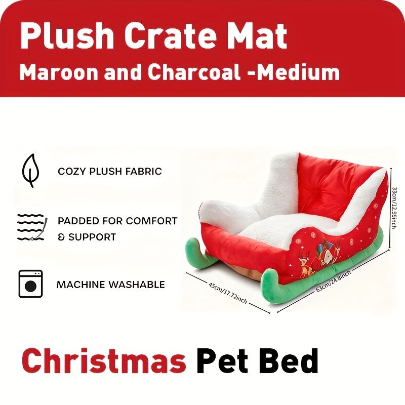 Christmas sled cat bed and dog house-winter warm pet bed, detachable and washable, without assembly, comfortable/outdoor pet sofa, suitable for cats and small dogs, snow house design. VelaOz
