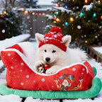 Christmas sled cat bed and dog house-winter warm pet bed, detachable and washable, without assembly, comfortable/outdoor pet sofa, suitable for cats and small dogs, snow house design. VelaOz