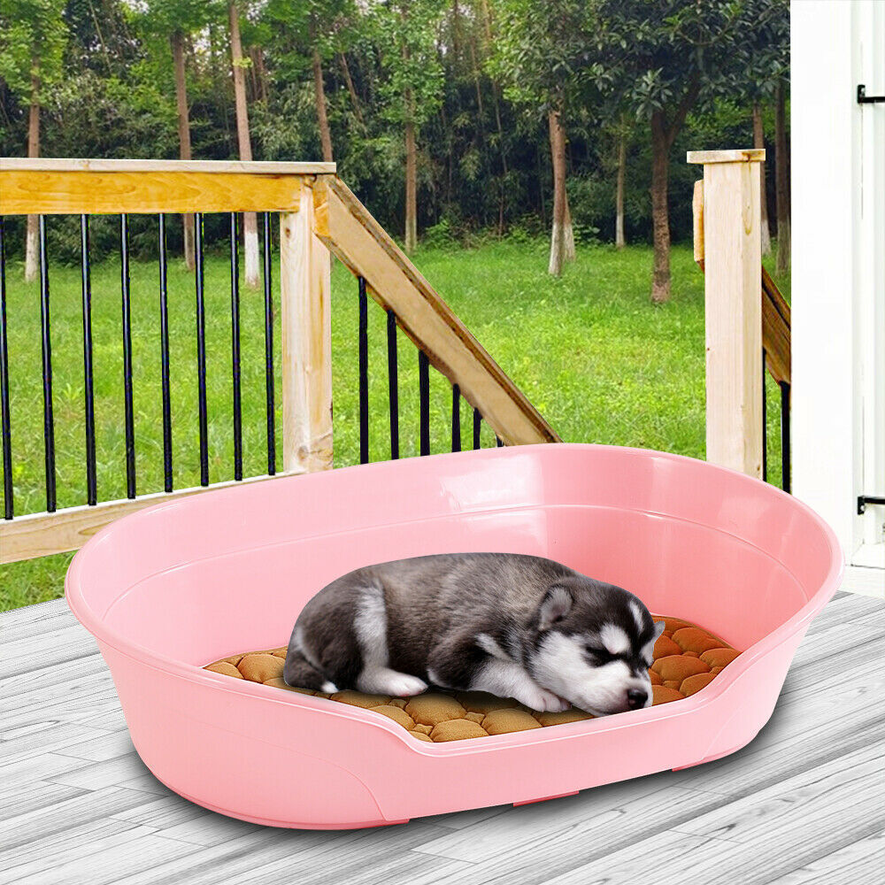 YES4PETS Pet Bed Small Plastic Dog Bedding Sleeping Resting Washable Basket Pink VelaOz