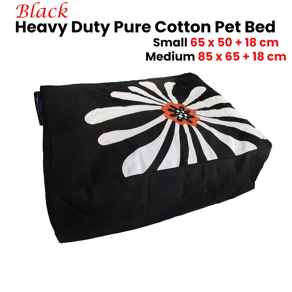 Heavy Duty Pure Cotton Pet Dog Bed Cover Small Black VelaOz