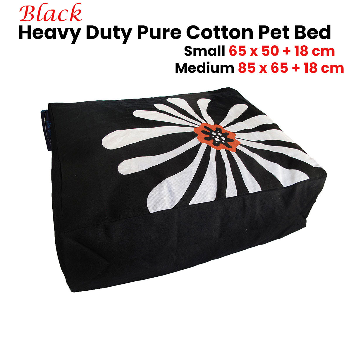 Heavy Duty Pure Cotton Pet Dog Bed Cover Small Black VelaOz