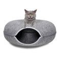 🐾 Felt Cat Tunnel Cave Bed – Detachable Calming Donut Cat House VelaOz