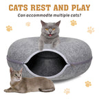 🐾 Felt Cat Tunnel Cave Bed – Detachable Calming Donut Cat House VelaOz