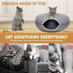 🐾 Felt Cat Tunnel Cave Bed – Detachable Calming Donut Cat House VelaOz