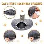 🐾 Felt Cat Tunnel Cave Bed – Detachable Calming Donut Cat House VelaOz
