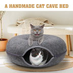 🐾 Felt Cat Tunnel Cave Bed – Detachable Calming Donut Cat House VelaOz