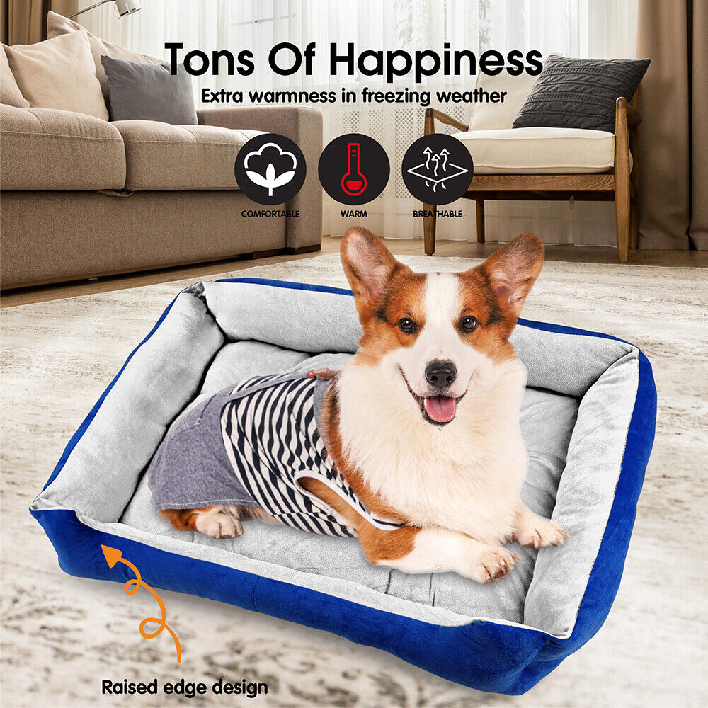 Vaka Navy Dog Bed Pet Cat Calming Floor Mat Sleeping Cave Washable Extra Large 29701 VelaOz