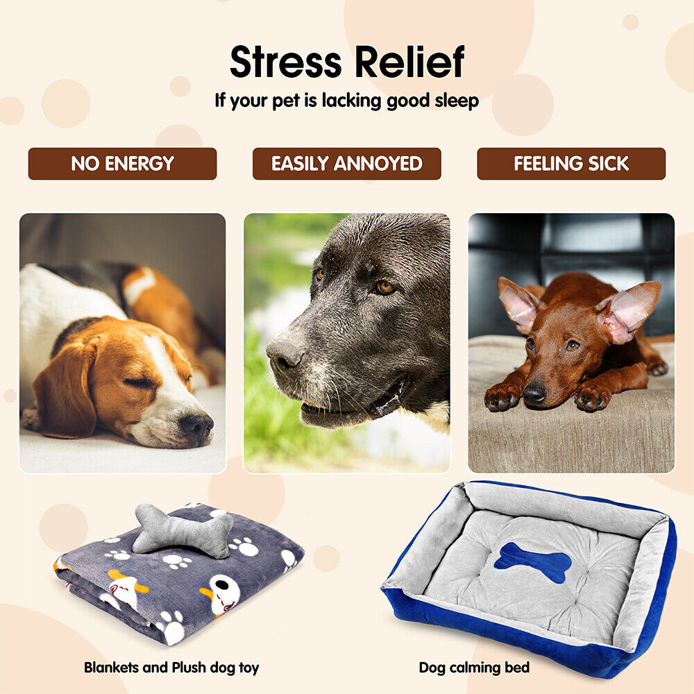 Vaka Navy Dog Bed Pet Cat Calming Floor Mat Sleeping Cave Washable Extra Large 29701 VelaOz