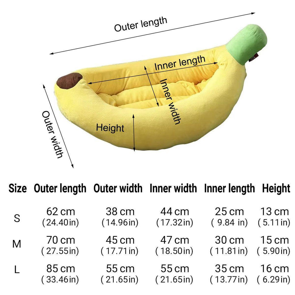 Cute Banana Shape Pet Bed Winter Warm Dog Cat Kennel Cozy Pet Cartoon Bed Mat - S VelaOz