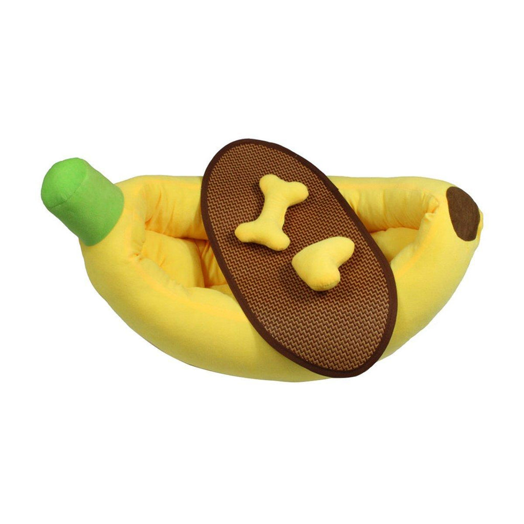 Cute Banana Shape Pet Bed Winter Warm Dog Cat Kennel Cozy Pet Cartoon Bed Mat - S VelaOz