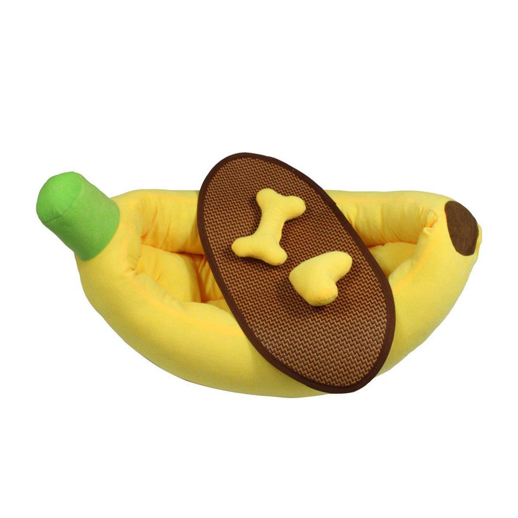 Cute Banana Shape Pet Bed Winter Warm Dog Cat Kennel Cozy Pet Cartoon Bed Mat - S VelaOz