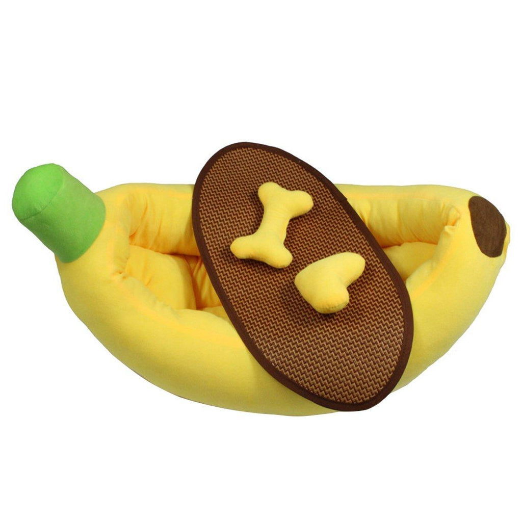 Cute Banana Shape Pet Bed Winter Warm Dog Cat Kennel Cozy Pet Cartoon Bed Mat - S VelaOz