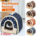 L Size Pet House Kennel Soft Igloo Beds Cave Cat Puppy Bed Warm Cushion Fold - Brick VelaOz