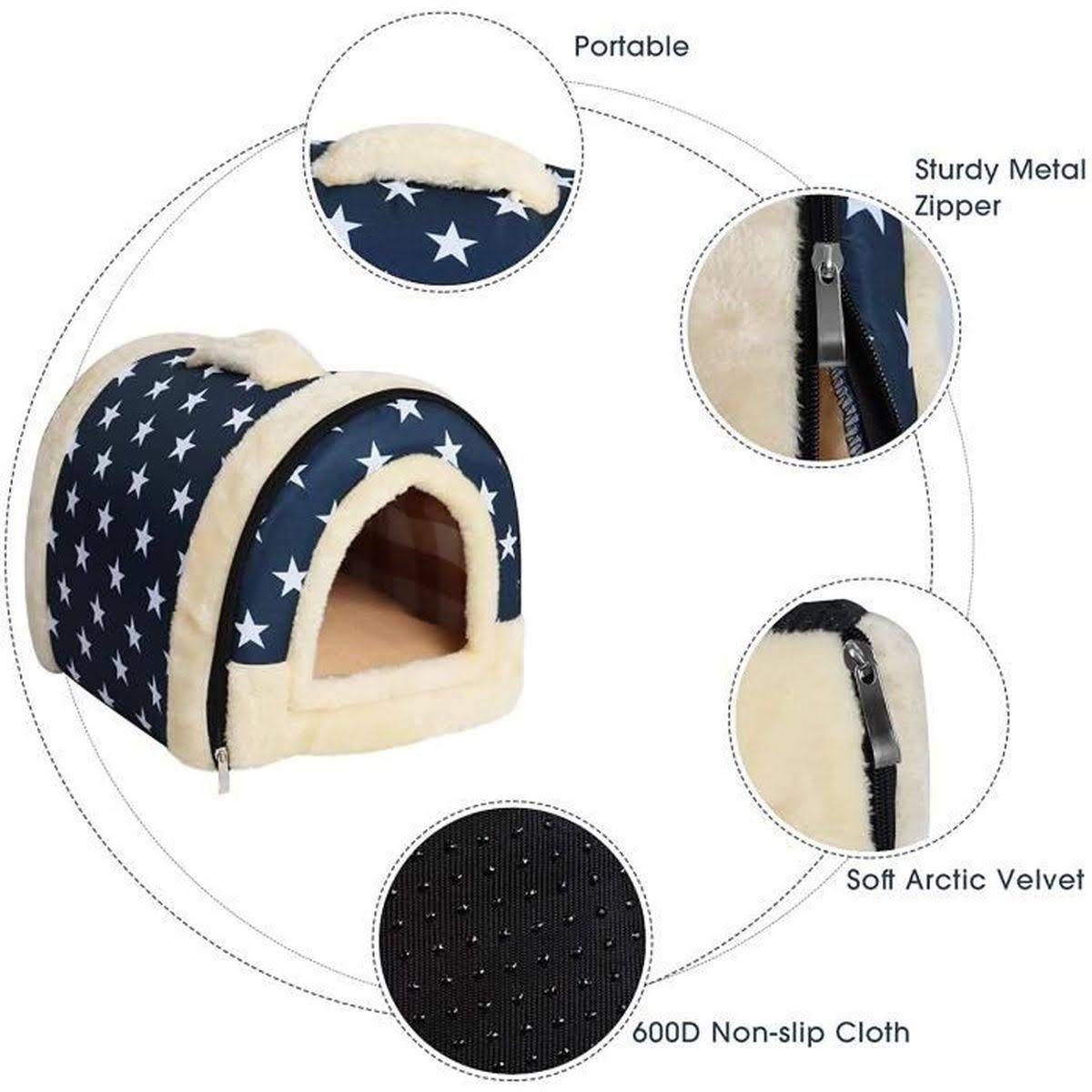 L Size Pet House Kennel Soft Igloo Beds Cave Cat Puppy Bed Warm Cushion Fold - Brick VelaOz