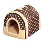 L Size Pet House Kennel Soft Igloo Beds Cave Cat Puppy Bed Warm Cushion Fold - Brick VelaOz