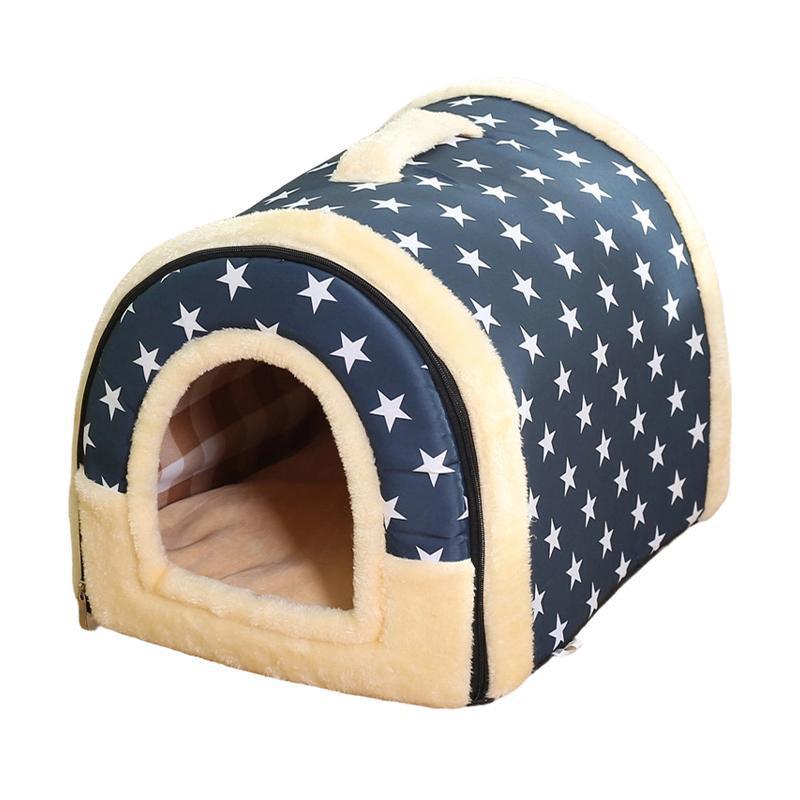 L Size Pet House Kennel Soft Igloo Beds Cave Cat Puppy Bed Warm Cushion Fold - Brick VelaOz