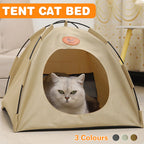 Folding Camping Pet Tent for Cats Puppy Bed Indoor Cat Nest Dog Cave Style House - Beige VelaOz