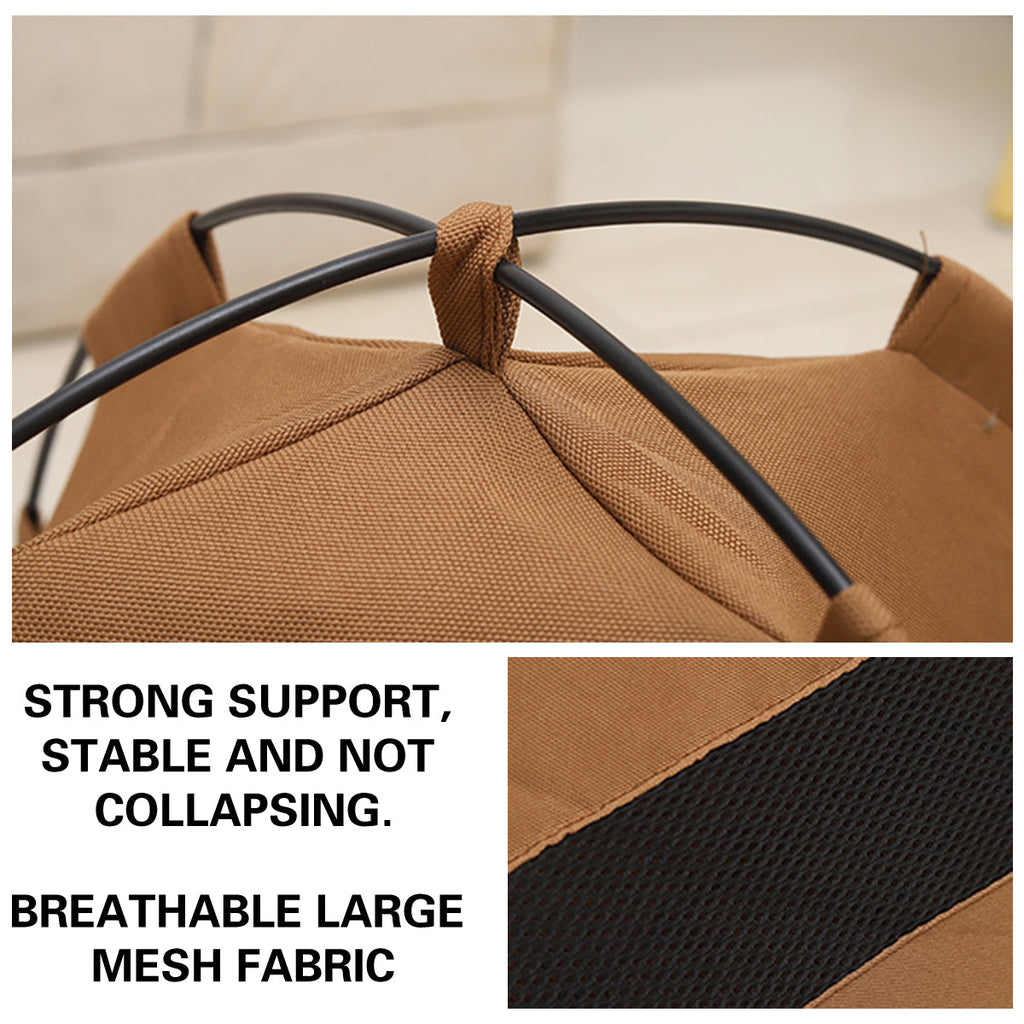 Folding Camping Pet Tent for Cats Puppy Bed Indoor Cat Nest Dog Cave Style House - Beige VelaOz