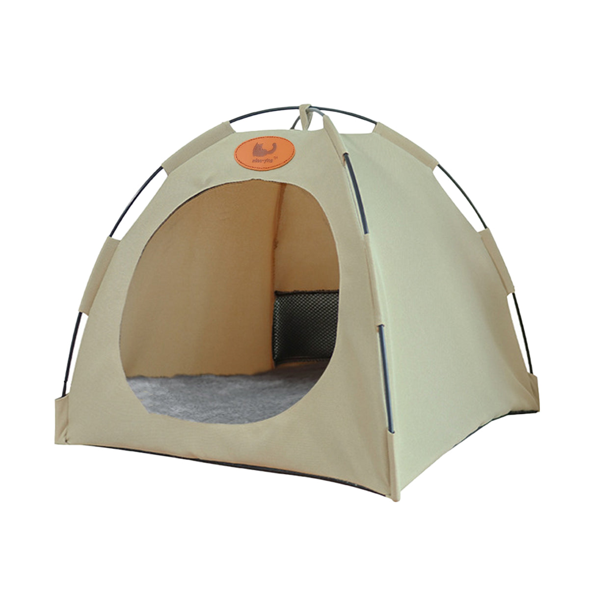 Folding Camping Pet Tent for Cats Puppy Bed Indoor Cat Nest Dog Cave Style House - Beige VelaOz