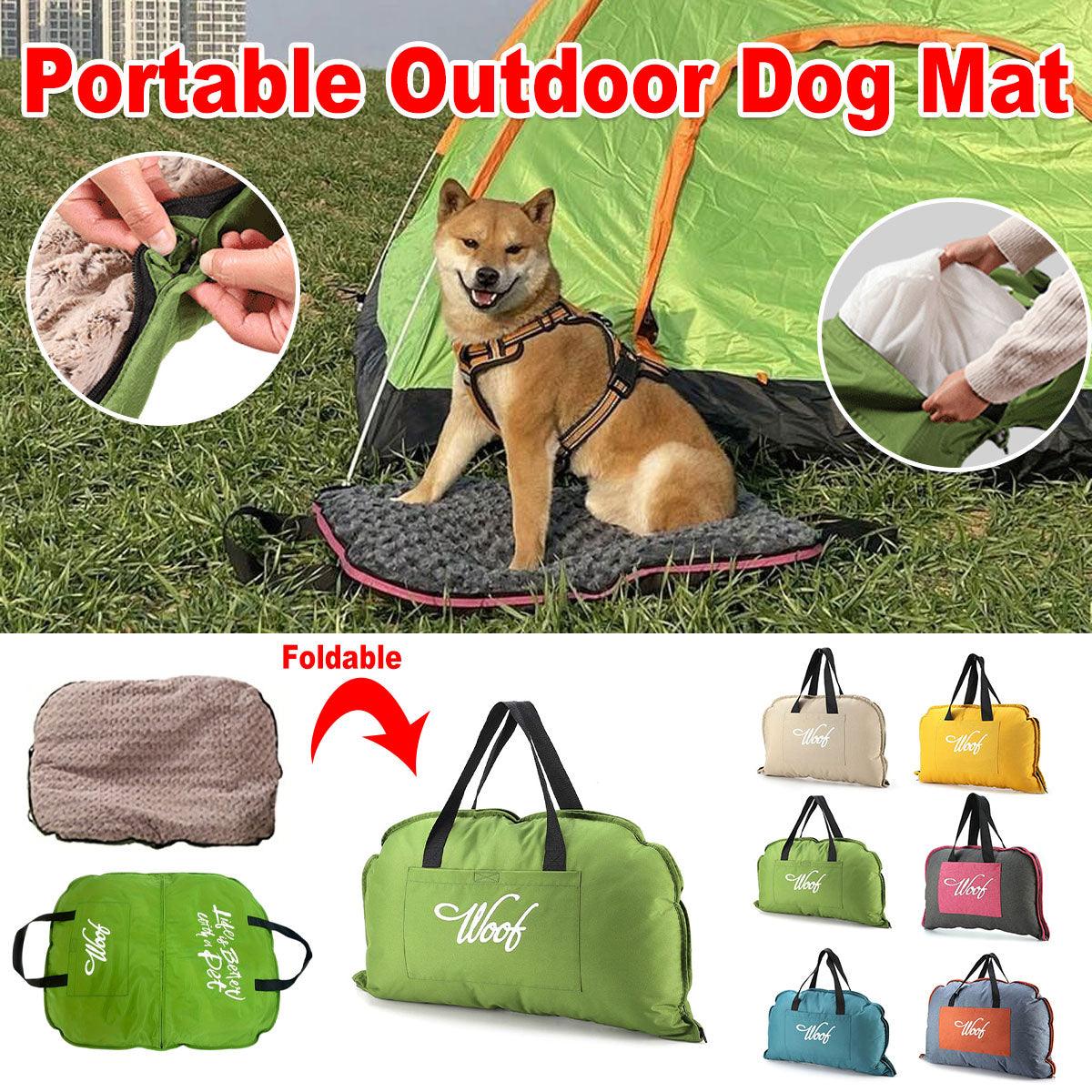 Portable Folding Pet Kennel Zippered Outdoor Dog Bed Travel Mat Waterproof - Blue Orange VelaOz
