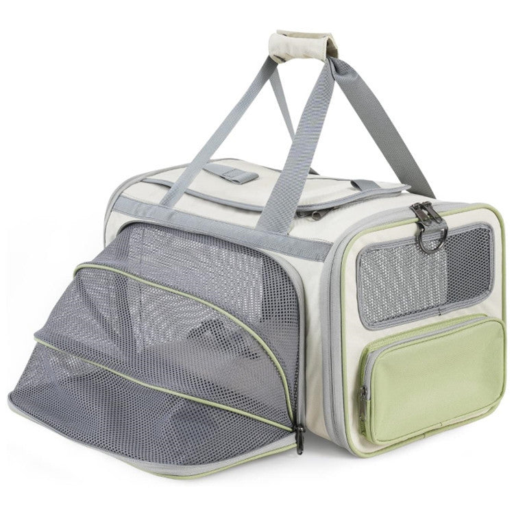 Gray Green Lightweight Foldable Pet Carrier with Straps VelaOz