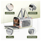 Gray Green Lightweight Foldable Pet Carrier with Straps VelaOz
