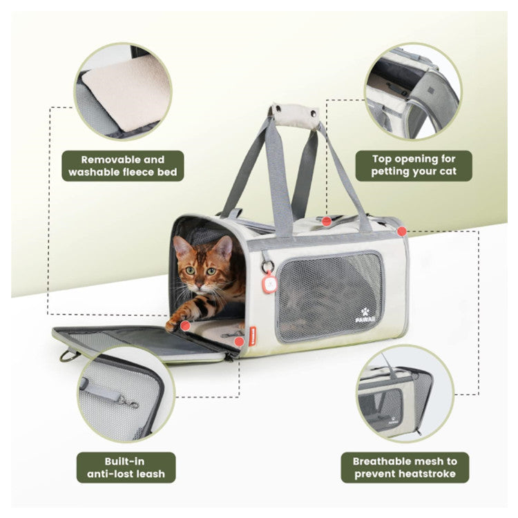 Gray Green Lightweight Foldable Pet Carrier with Straps VelaOz