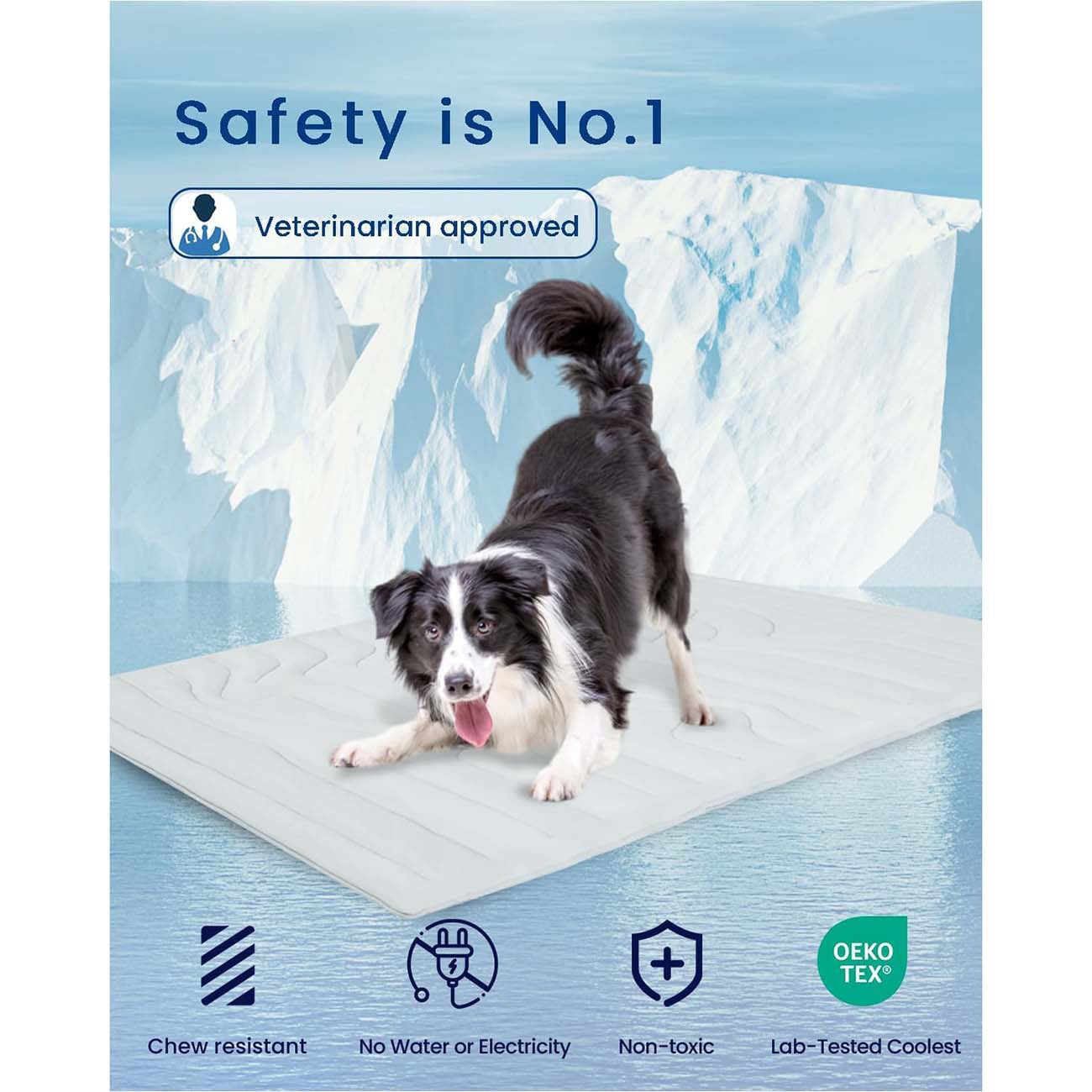 2 Pack Extra Large Dog Cooling Mat 150x101cm - Reversible Self Cooling & Warm Pet Bed Pad - Beige & Bipolar Blue Crate Liner for Giant Breeds up to 45kg VelaOz